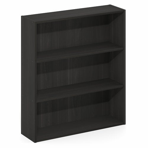 Furinno Basic Book Shelf, 3-Tier Bookshelf, Storage Organizer Bookcase with Open Shelf, 7 x 24 x 26, for Living Room, Bedroom, Home Office, Espresso