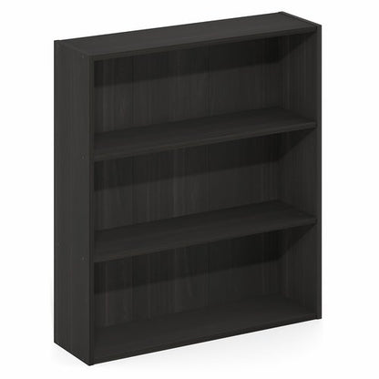 Furinno Basic Book Shelf, 3-Tier Bookshelf, Storage Organizer Bookcase with Open Shelf, 7 x 24 x 26, for Living Room, Bedroom, Home Office, Espresso