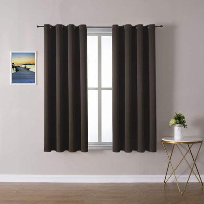 ChrisDowa Blackout Curtains - Thermal Insulated Room Darkening Panels for Bedroom & Living Room (Brown, 52W x 54L)