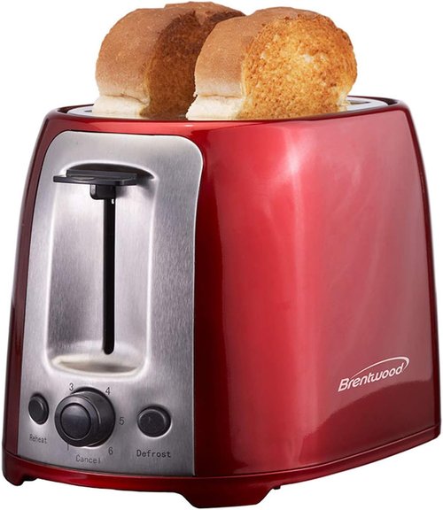 Brentwood TS-292R Cool Touch 2-Slice Toaster - Extra Wide Slots | Stylish Red Finish