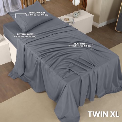 Utopia Bedding Twin XL Bed Sheets Set - Pack of 2 Sheet Sets - Perfect for Spa, Hotel, & Guest Bedroom - Brushed Microfiber - Shrinkage and Fade Resistant - Easy Care (Grey)