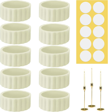 Skiennix Candle Grippers - 20Pcs Flexible Silicone Stabilizers for Taper Candles | 10 Adhesive & 10 Fitters