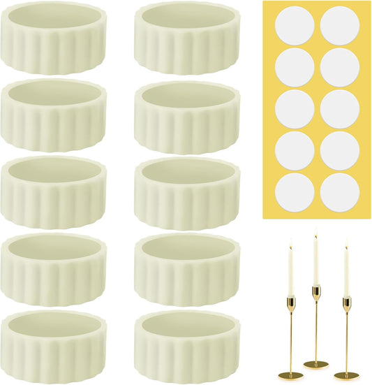 Skiennix Candle Grippers - 20Pcs Flexible Silicone Stabilizers for Taper Candles | 10 Adhesive & 10 Fitters