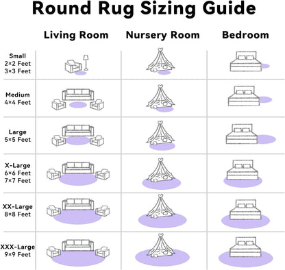 OLANLY Round Light Purple Area Rug - Soft, Fluffy, Machine Washable 9 ft Carpet for Bedrooms & Nurseries