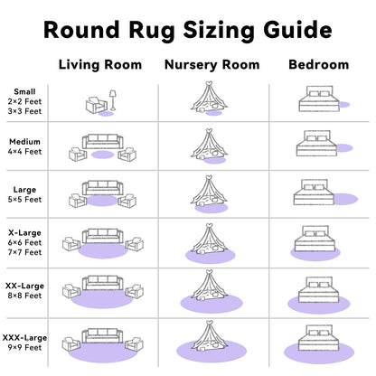 OLANLY Light Purple Round Rugs for Bedroom - Machine Washable, 2 ft Circle Area Rugs for Living Room, Soft and Fluffy Shaggy Carpet for Teen Girls and Boys, Nursery Rooms, Dorms, Home Decor Aesthetic