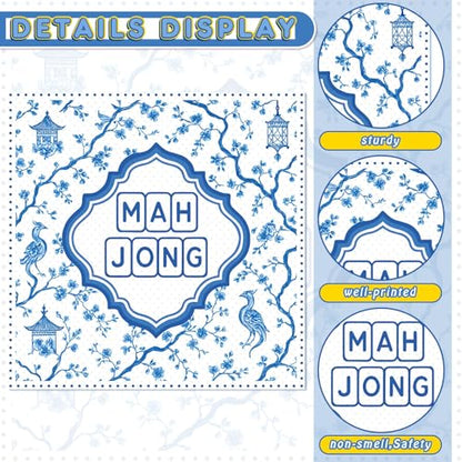 Gueevin 30 Pcs Mahjong Cocktail Napkins - Blue Party Supplies