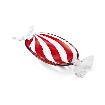 Peppermint Twist Candy Dish - Glass 13.75 Inch Holiday Celebration Serving