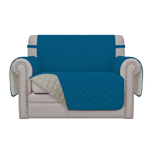 Easy-Going Oversized Chair Sofa Slipcover Reversible Sofa Cover Water Resistant Couch Cover Furniture Protector Cover with Elastic Straps for Pets Dog (Oversized Chair, Peacock Blue/Beige)