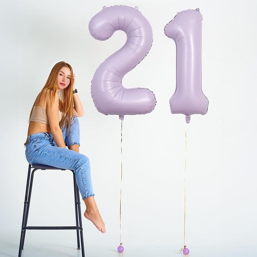 Light Purple Number 40 Birthday Balloons - 40 Inch Large Pastel Mylar Foil 4 & 0 for 40th Anniversary Party