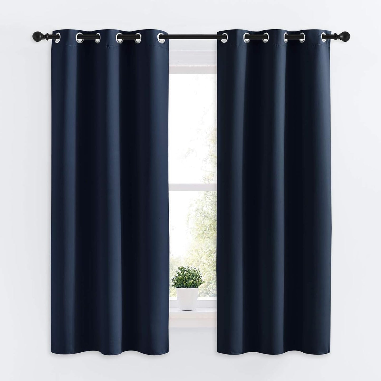 NICETOWN Blackout Curtains - All Season Thermal Insulated Grommet Drapes for Kids' Room | Navy, 34 x 63 Inch