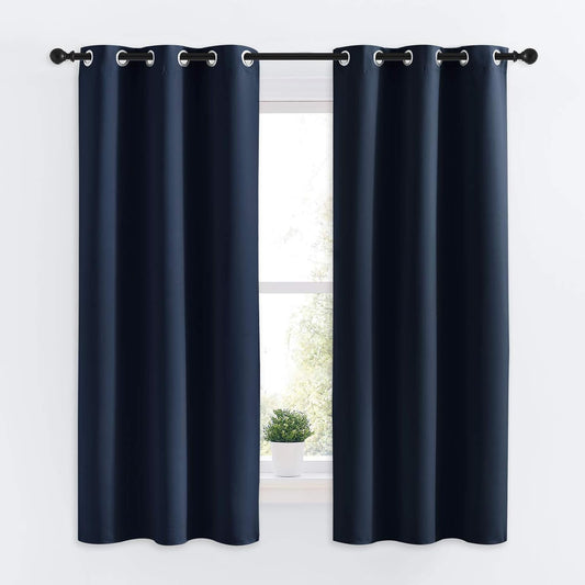 NICETOWN Blackout Curtains - All Season Thermal Insulated Grommet Drapes for Kids' Room | Navy, 34 x 63 Inch