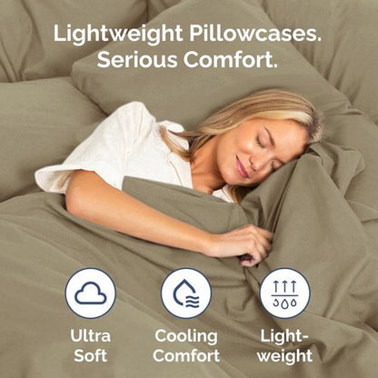 King Pillow Cases by [Brand Name] - Ultra Soft Hotel Quality Covers | Wrinkle-Free & Stain Resistant - 4 Piece Set in Khaki