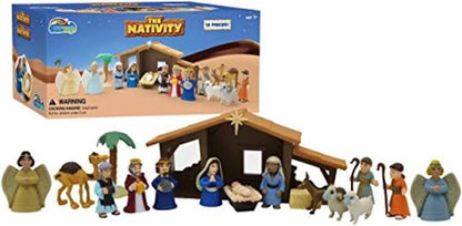 BibleToys Nativity Set - 18-Piece Christmas Manger Scene With Mini-Storybook for Kids 3+