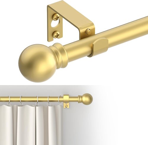 GXOACKJ Decorative Gold Curtain Rods - Heavy Duty Metal Set for Windows 28-78 Inch with Brackets