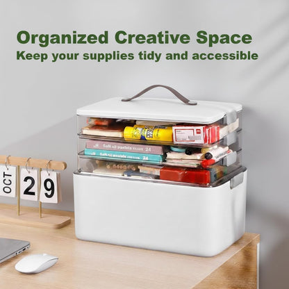 MOPALL 4-Tier Medicine Organizer - Portable Storage Box with Lid & Leather Handle | Home Office & Craft Organization