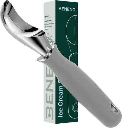 Beneno Heavy Duty Ice Cream Scoop - Upgraded Anti-Fracture Design, Comfortable Grip, Dishwasher Safe, Gray