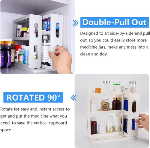 Dutiplus Medicine Organizer - 3-Tier Storage Rack for Vitamins & Cosmetics | Creamy White - 10.82" H x 5.82" W x 10.43" D