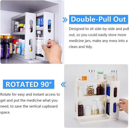 Dutiplus Medicine Organizer - 3-Tier Storage Rack for Vitamins & Cosmetics | Creamy White - 10.82" H x 5.82" W x 10.43" D
