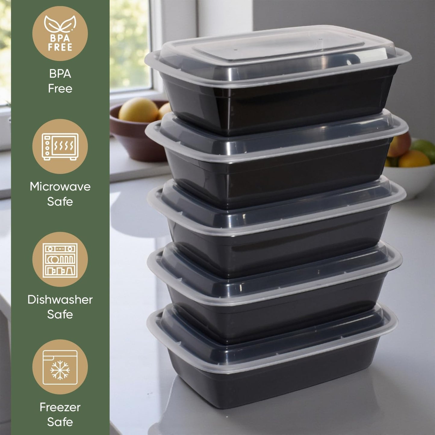 Skiennix 38 oz Meal Prep Containers - 50 Pack Reusable, BPA-Free, Leakproof & Stackable | Microwave & Dishwasher Safe