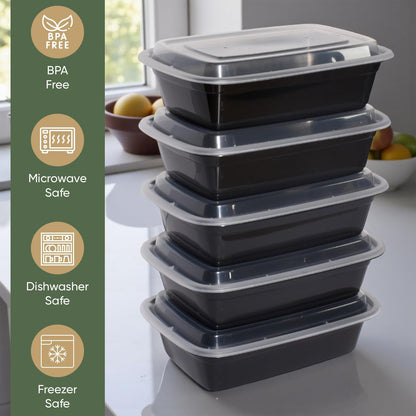 Skiennix 38 oz Meal Prep Containers - 50 Pack Reusable, BPA-Free, Leakproof & Stackable | Microwave & Dishwasher Safe