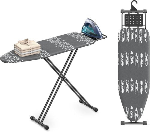 Ironing Board by [Brand Name] - Full Size 54"x13" | Adjustable Height, Foldable Design with Heat-Resistant Cover & Ultra Thick Padding - Sturdy & Space-Saving (Grey)