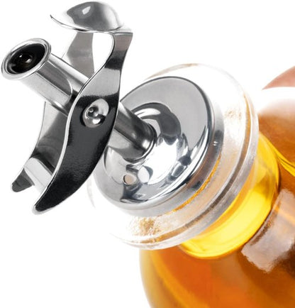 4 Pack Automatic Liquor Pour Spouts, Auto Flip Olive Oil Dispenser Spout, Pour Spouts for Liquor Bottles, Olive Oil Spouts, Bottle Pourers for Alcohol Wine Syrup Home Bar Accessories Silver