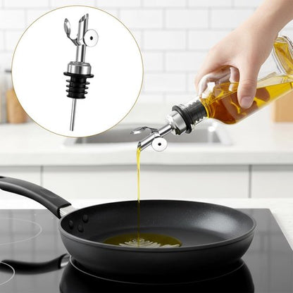 12 Pack Olive Oil Dispenser Spout Speed Liquor Pour Spout with Flip Top Stainless Steel Pour Spouts for Bottles Weighted Liquor Pours Spouts with 12 Adapters for Large Neck Bottles