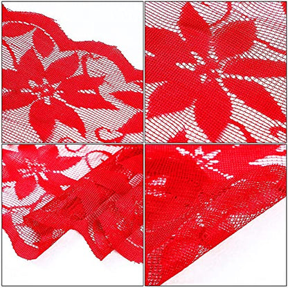 Red Lace Table Runner for Christmas Wedding Bridal Shower Party Decor - 13 x 72 Inch