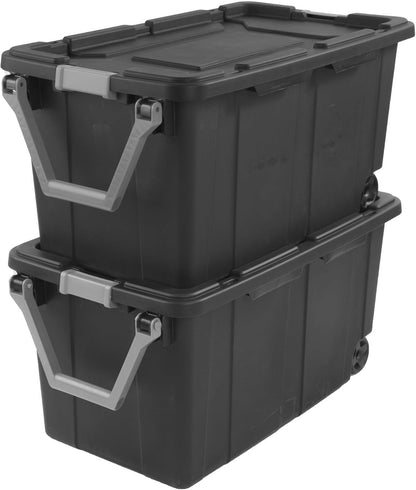 Regine Switzerland 40-Gallon Industrial Storage Bin - Heavy-Duty Resin Plastic with Locking Lid | Deep Gray