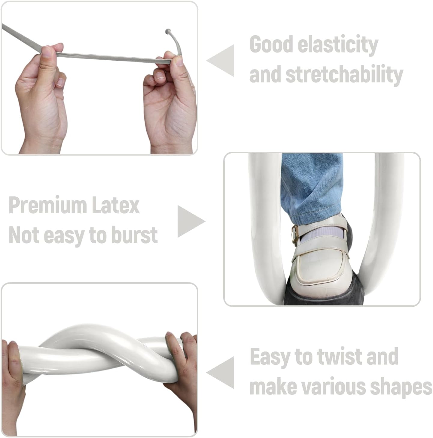 Skiennix 100Pcs Sand White 260Q Balloons - Thick Latex Twisting Balloons for Animal Models & Events