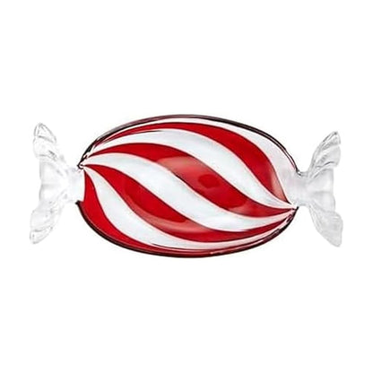 Peppermint Twist Candy Dish - Glass 13.75 Inch Holiday Celebration Serving