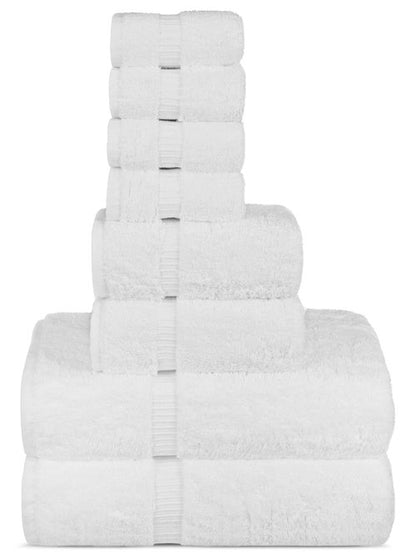 Chakir Turkish Linens | Hotel & Spa Quality 100% Cotton Premium Turkish Towels | Soft & Absorbent (8-Piece Towel Sets, White)