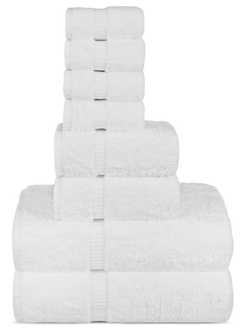Chakir Turkish Linens | Hotel & Spa Quality 100% Cotton Premium Turkish Towels | Soft & Absorbent (8-Piece Towel Sets, White)