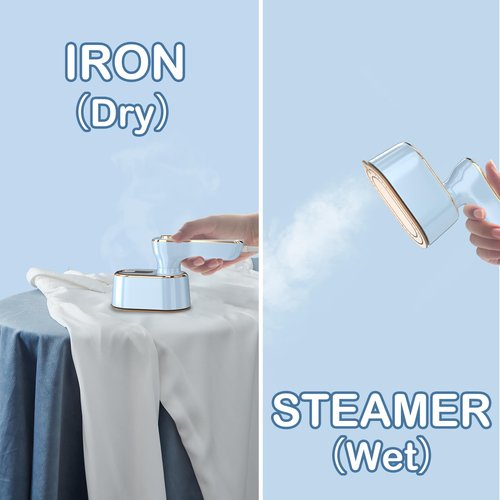 Travel Steamer Iron for Clothes Mini - Portable Ironing Machine Travel Small Size Portable Steamer Travel College Dorm Home Essentials (SkyBlue)