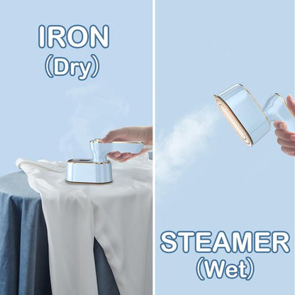 Travel Steamer Iron for Clothes Mini - Portable Ironing Machine Travel Small Size Portable Steamer Travel College Dorm Home Essentials (SkyBlue)