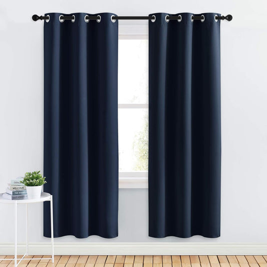 NICETOWN Blackout Curtains - All Season Thermal Insulated Grommet Drapes for Kids' Room | Navy, 34 x 72 Inches