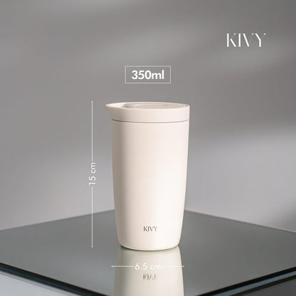 KIVY Insulated Travel Coffee Mug - 12oz Stainless Steel Tumbler | 24h Cold & 6h Hot, Spill Proof, BPA Free