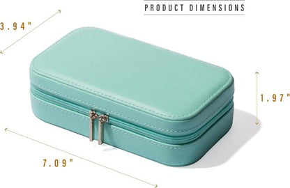 BINO Jewelry Case - Stylish Portable Organizer with Mirror for Earrings, Rings & Necklaces | Aqua