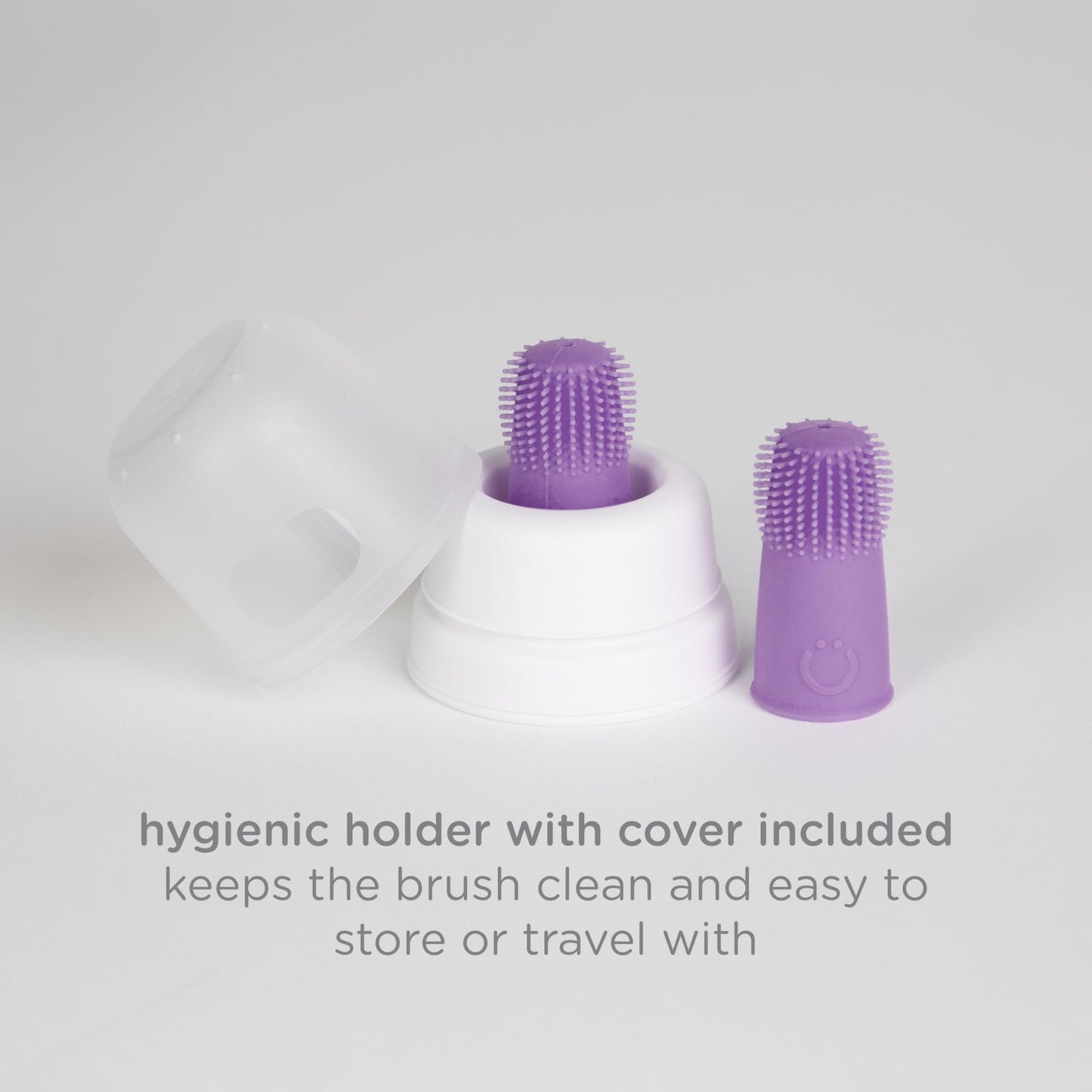 Ubbi Grow with Me Toothbrush Training Set for Babies and Toddlers, Includes Silicone Finger Brush, 360° and Soft Bristled Toothbrush, Smoothie Purple