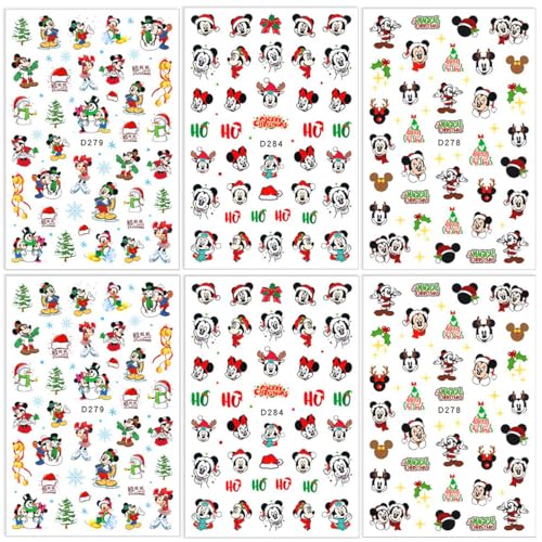 Christmas Nail Art Stickers 4 Sheets Cute 3D Self-Adhesive Decals for DIY Manicure