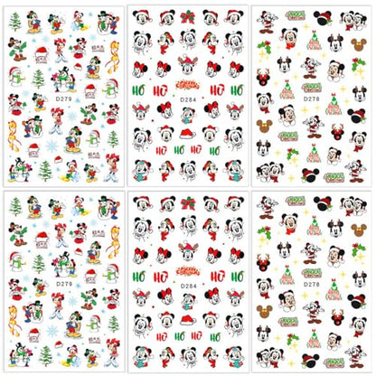 Christmas Nail Art Stickers 4 Sheets Cute 3D Self-Adhesive Decals for DIY Manicure