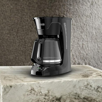 BLACK+DECKER 12-Cup Programmable Coffee Maker - Easy Pour Non-Drip Carafe, Black Finish
