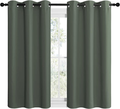 NICETOWN Blackout Curtain Panels - Thermal Insulated Solid Grommet Drapes | Dark Mallard, 42x50-Inch (1 Pair)