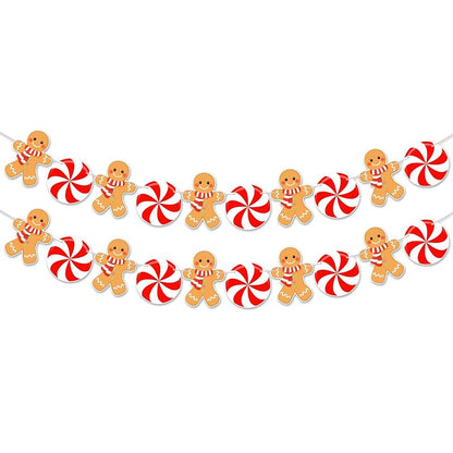 Christmas Banner 2 Pcs Peppermint Gingerbread - Pre-Assembled Home Decor