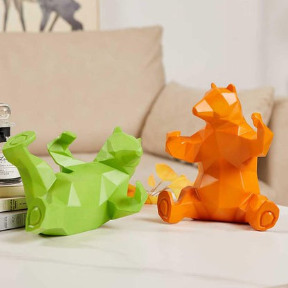 Bear Sculpture Statue - Modern Polyresin Animal Figurine for Home Decor | Yellow 9-Inch Gift