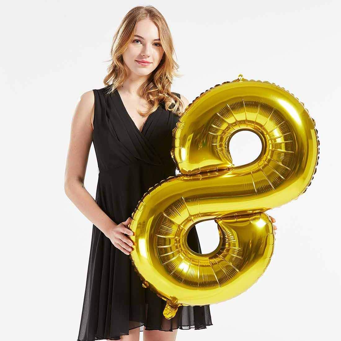 Skiennix 40-Inch Gold Foil Jumbo Number 80 Balloons - Perfect for 80th Birthday Celebrations