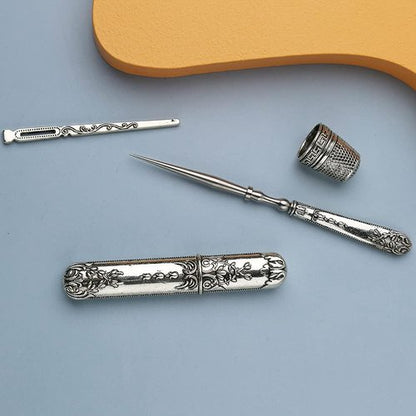 BUTUZE Embroidery Scissors Kit - Complete Vintage Sewing Tools with Original Case & Awl | European Antique Design
