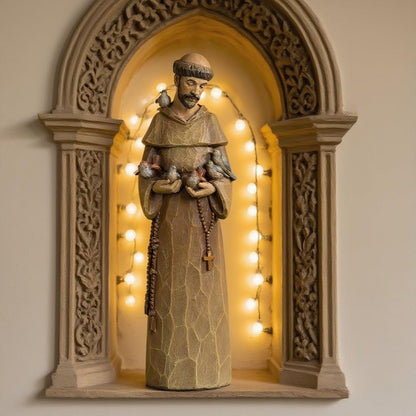 St. Francis Statue - 12 Inch Premium Resin Sculpture | Preaching to Birds, Perfect for Garden & Home Decor