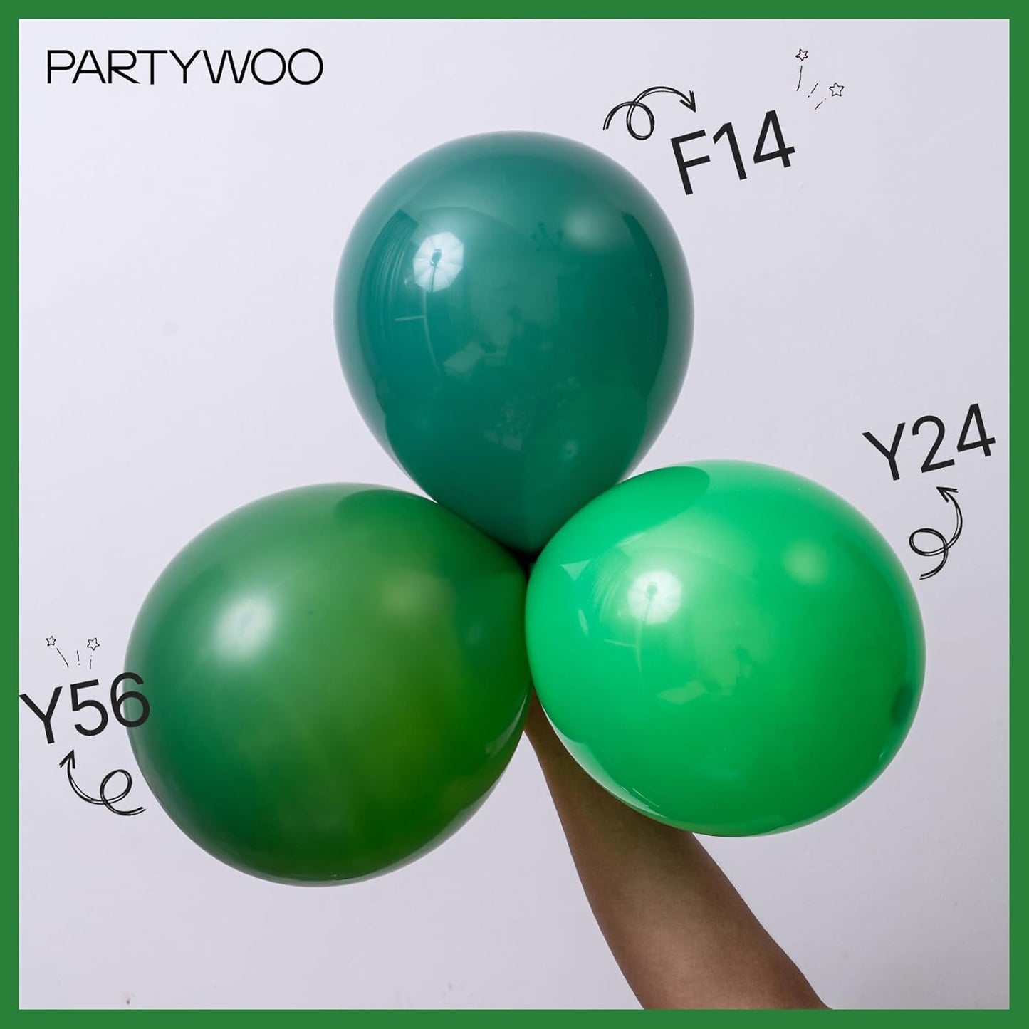 PartyWoo Dark Green Balloons - 100pcs 12 Inch Emerald Forest Green for Weddings & Celebrations