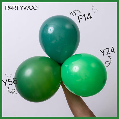 PartyWoo Dark Green Balloons - 100pcs 12 Inch Emerald Forest Green for Weddings & Celebrations